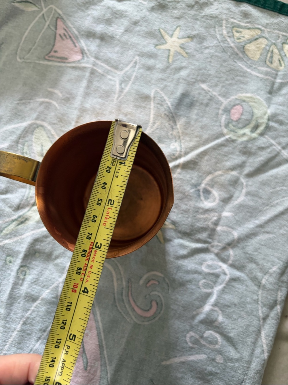 Copper Finish Milk Pitcher with Brass-Colored Handle - Picture 4 of 6